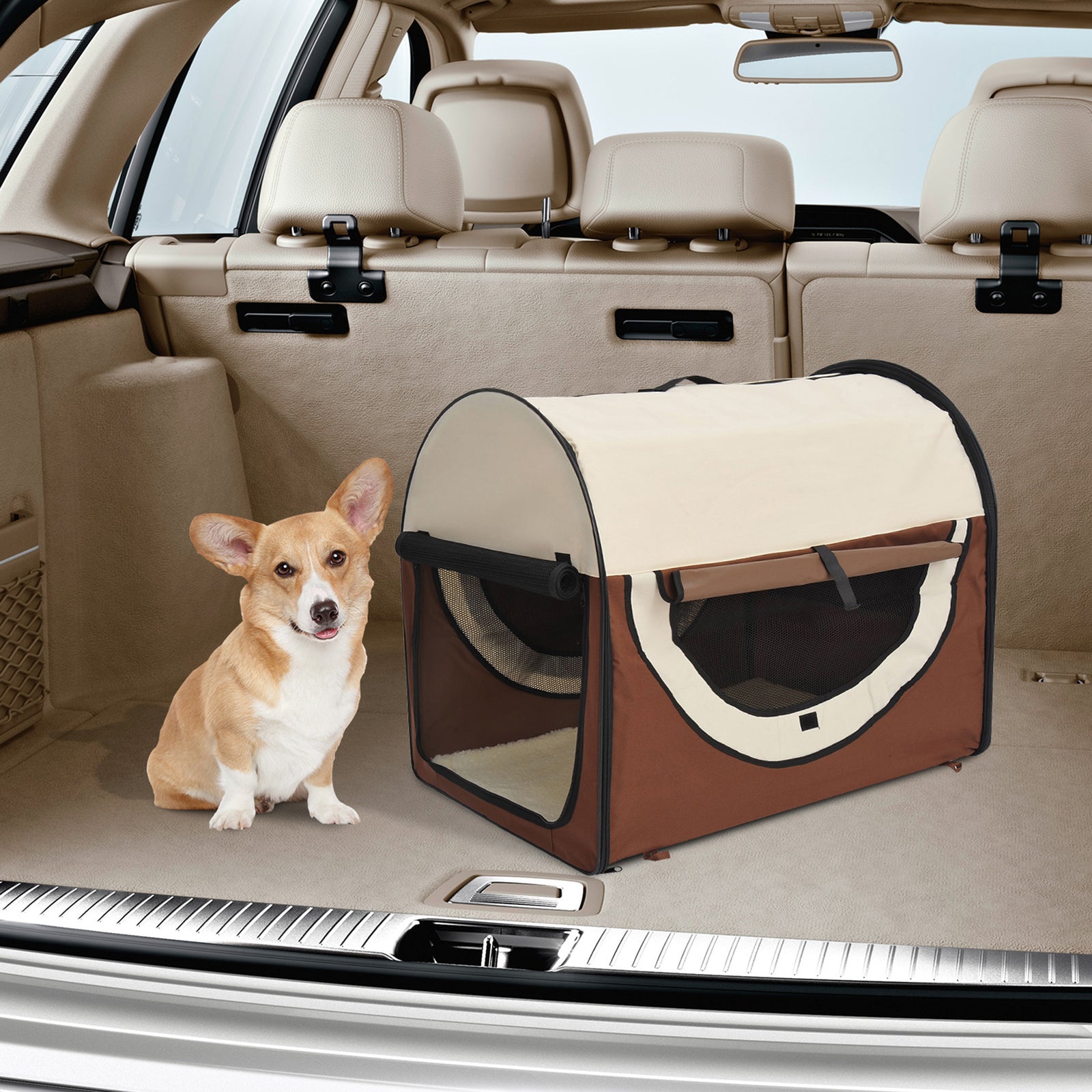 Folding Fabric Soft Pet Crate Dog Cat Travel Carrier Cage Kennel House