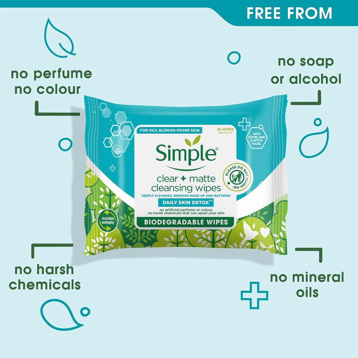 Clear+matte Daily Skin Detox Biodegradable Wipes For Oily Skin | Set of 6