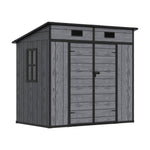 6x4ft Outdoor Plastic Storage Shed With Floor, Window, 2 Vents & Double Lockable Doors,wood Grain Design