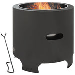 Fire Pit, Round Metal Bonfire Stove W/ Poker
