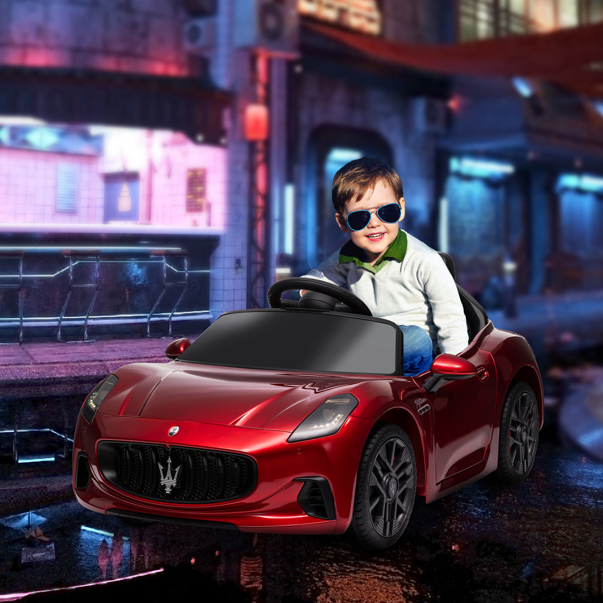 12v Kids Electric Car, Maserati Gran Turismo Folgore Licensed Ride On Car | Red