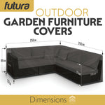 L Shaped Waterproof Garden Furniture Cover, Outdoor Patio Weatherproof Rattan Sofa Shield | 255 x 255 x 80cm | Black