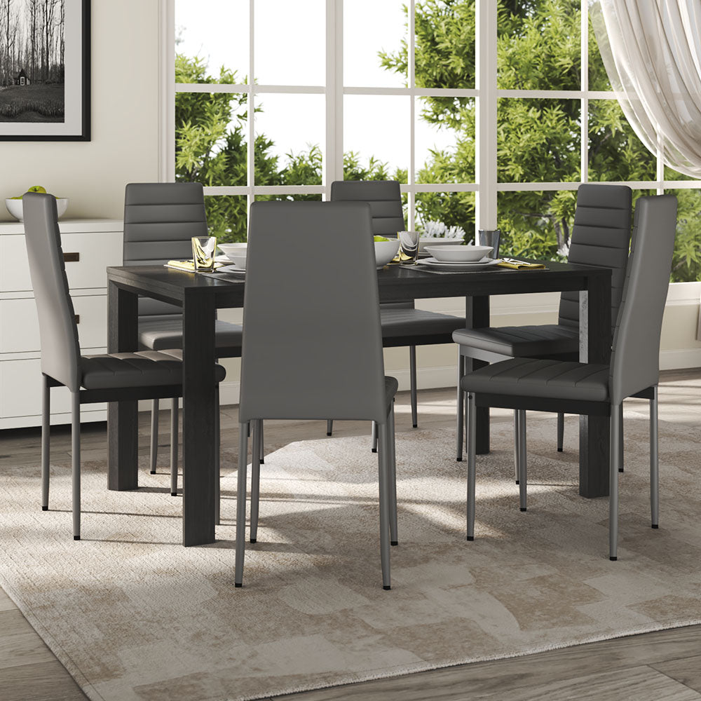 Set Of 6 Modern Faux Leather Armless High Back Dining Chairs | Set of 6 | Grey