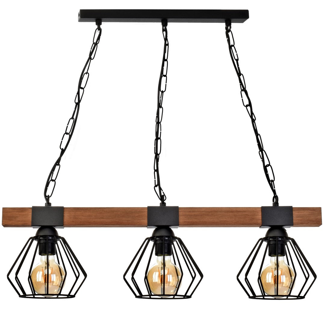 Ulf Hand Made Wall Lamp Matt Black Cage Natural Wood Rugged Industrial Chic