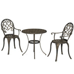 3pcs Bistro Set, Aluminium Garden Table And Chairs | Bronze