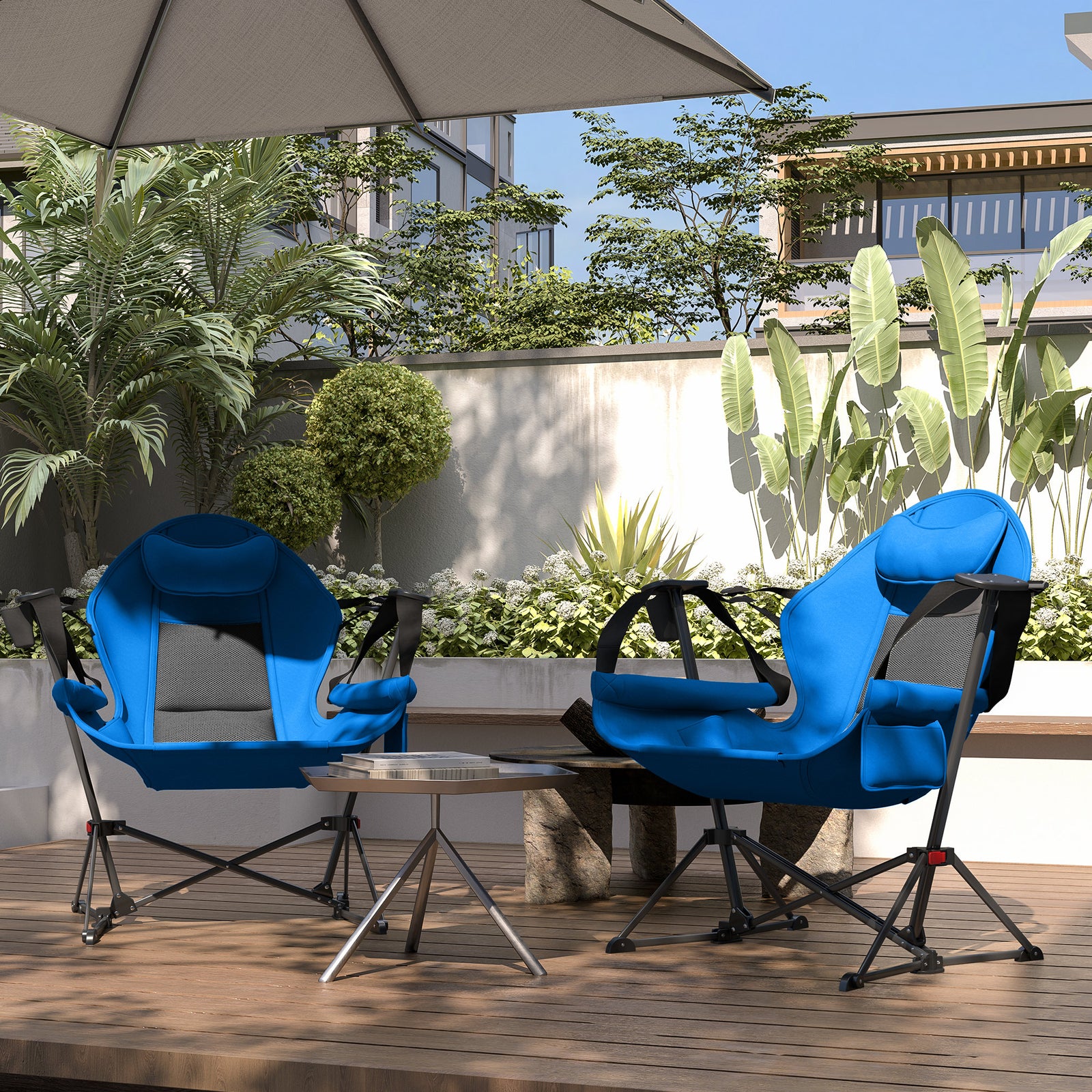 Hammock Camping Chair Set Of 2, Adjustable Back Camp Chair | Blue