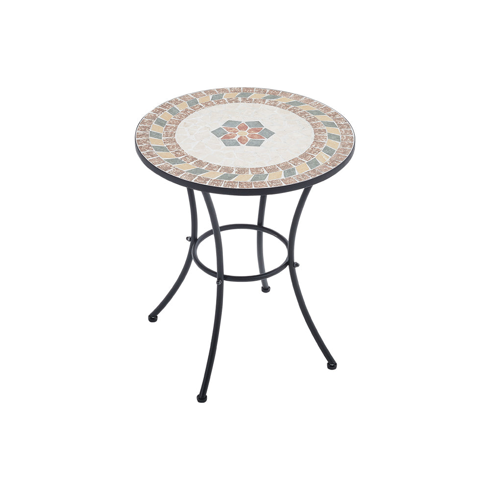 Rural Style Mosaic Round Patio Table - 60cm Dia X 70 Cm H