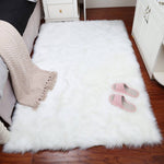 Rectangular Fluffy Shaggy Area Rug White Super Soft Plush Carpet For Bedroom | Small | White