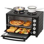 Mini Oven With Dual Hot Plates, Electric Countertop Cooker | 46l | Black