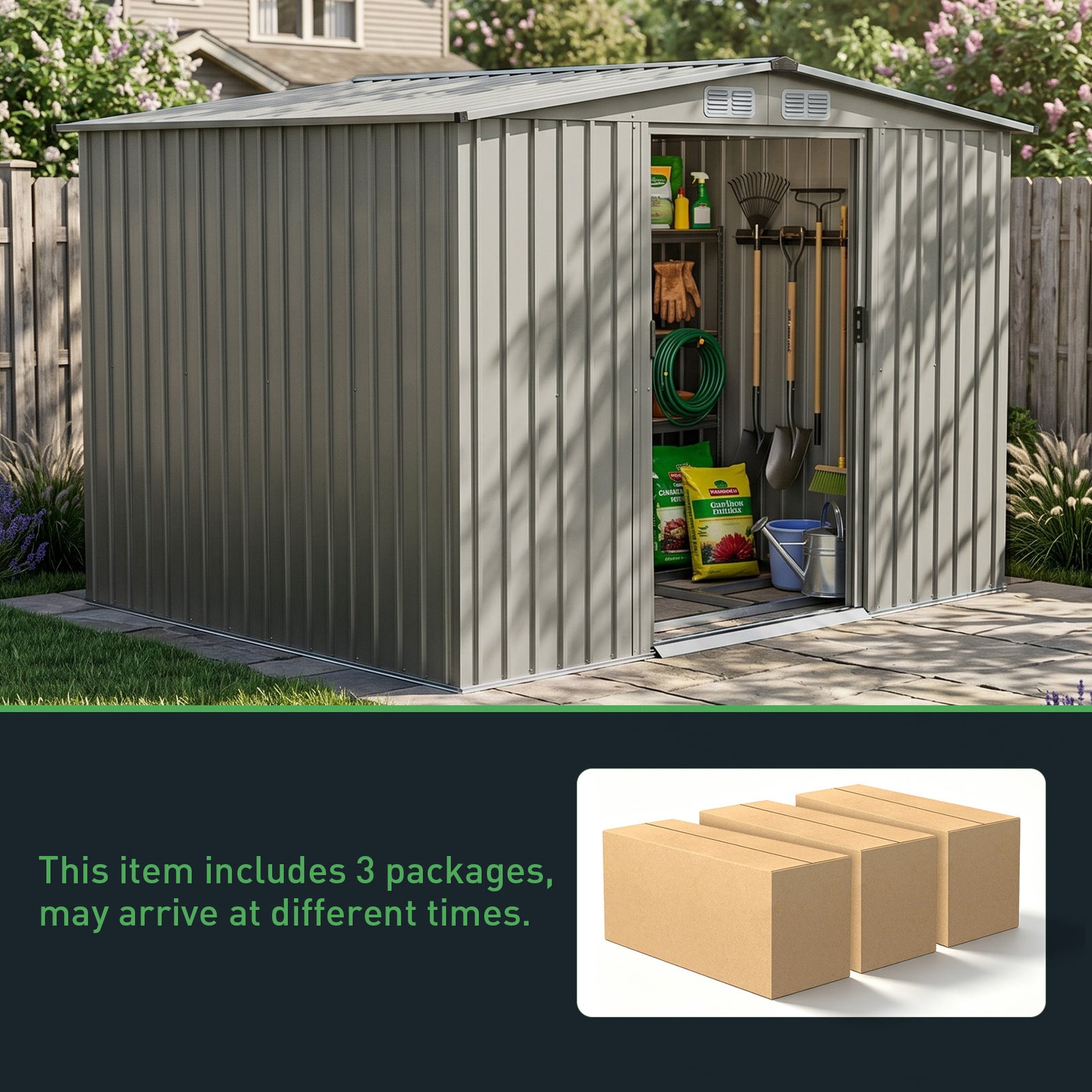 Breeins 8x6 FT Large Metal Garden Tool Storage Shed