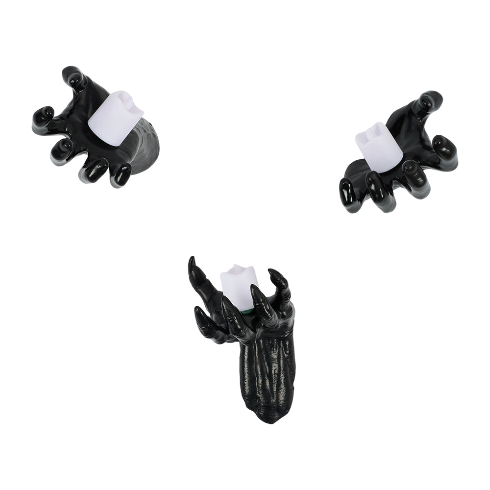 3 Pack Wall-mounted Creepy Reaching Hands With Led Candles Halloween Decors