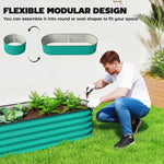 Raised Beds For Garden With Metal Plant Stakes | Set of 2 | Green