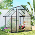 Polycarbonate Greenhouse Garden Green House With Rain Gutter, Black