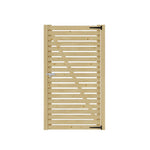 90cm W X 180cm H Solid Wood Slatted Door Panel With Natural Finish, Ventilated Design With Door Latch
