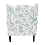 Floral Velvet Linen Wingback Armchair With Nailhead Trim