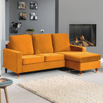 Hendrick Velvet Reversible Corner Sofa | 3 | Orange