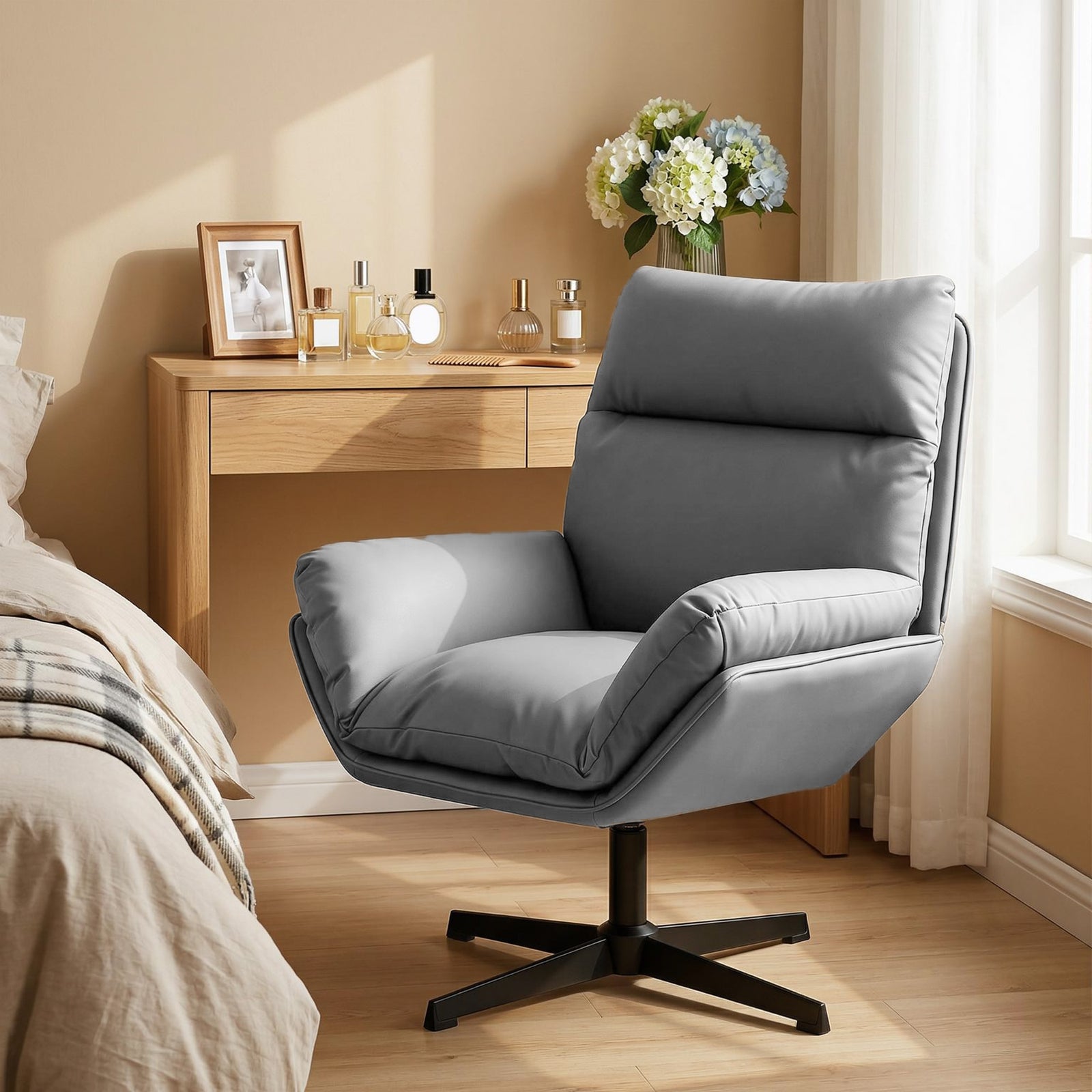 Accent Chair With 360° Swivel | Dark Grey