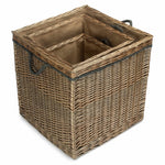 Antique Wash Square Storage Log Basket | Set-of-3 | Brown