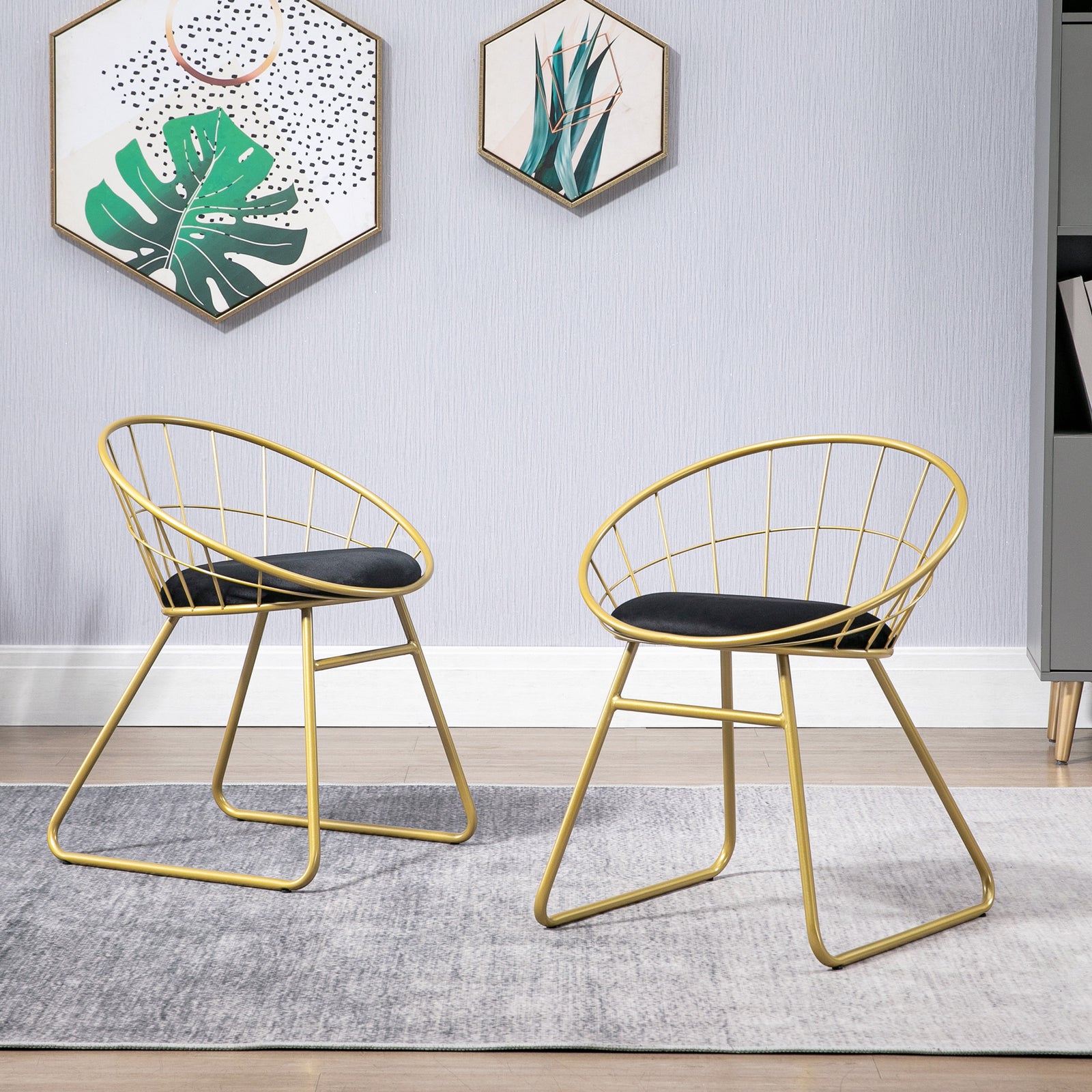 Metal Wire Dining Chairs With Cushion Back