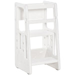 Step Stool, Adjustable Standing Platform, Toddler Kitchen Stool | White