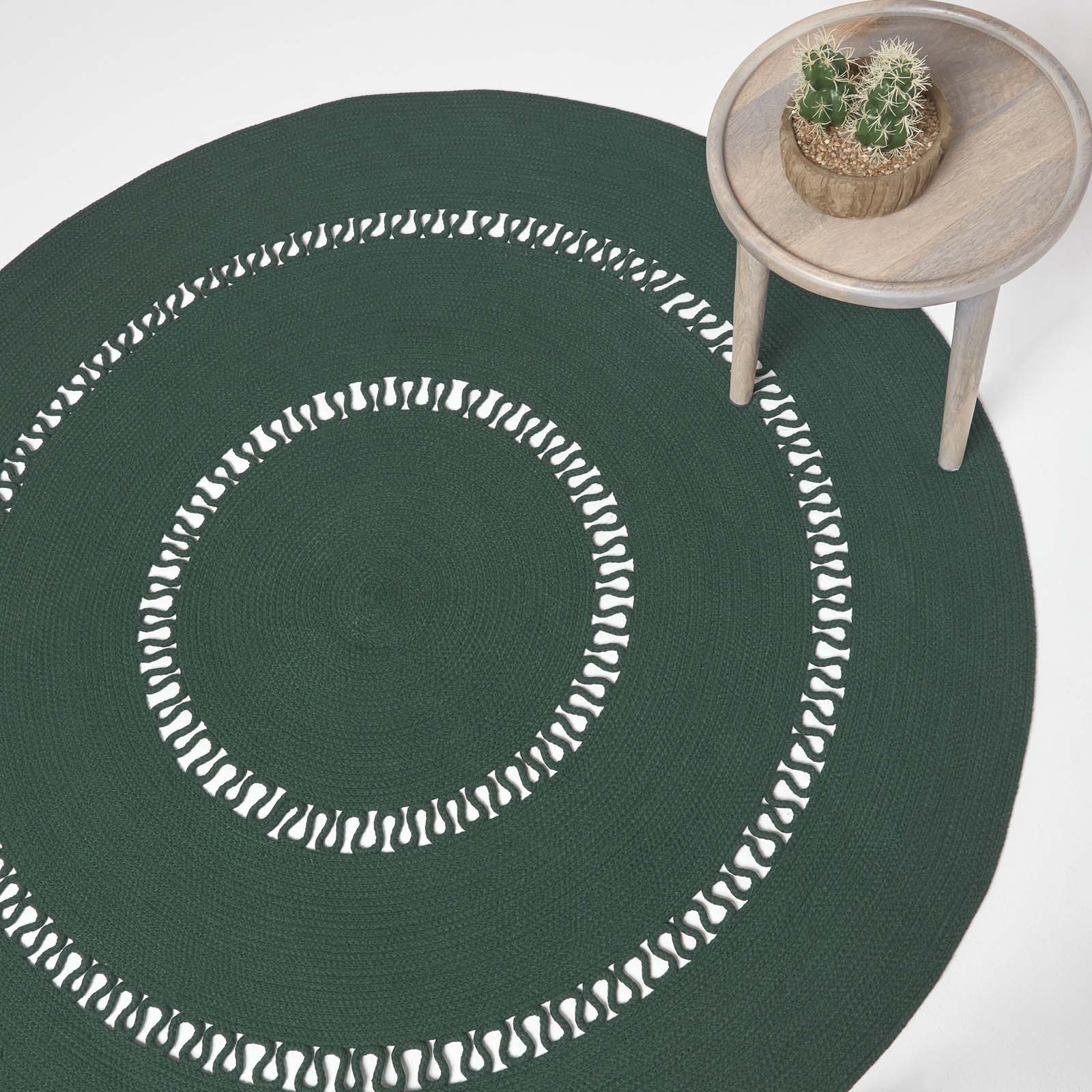 Crochet Braided Round Rug | 150cm | Green