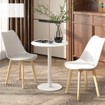 Dining Table, 60 Cm Round Kitchen Table For 2 With Steel Base | White