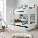 Olly Storage Bunk Bed Without Drawer With Spring Mattresses | Single | White