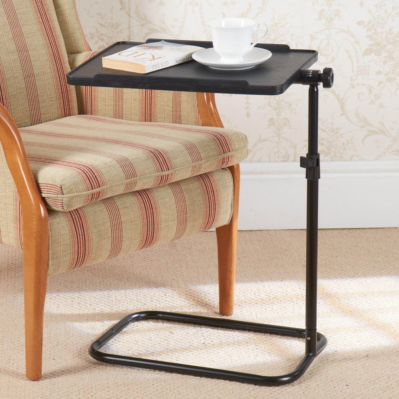 Height Adjustable C Shaped Pivot Table | Black
