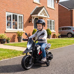 6v Kids Electric Motorbike With Training Wheels, Headlight, Black