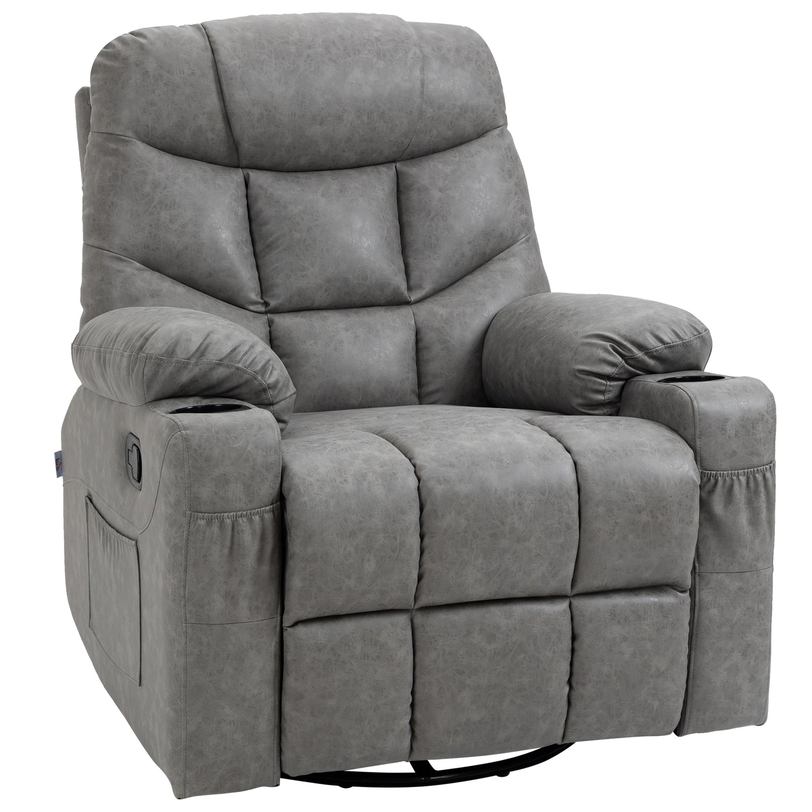Manual Recliner Chair W/ Footrest Cup Holder | Grey