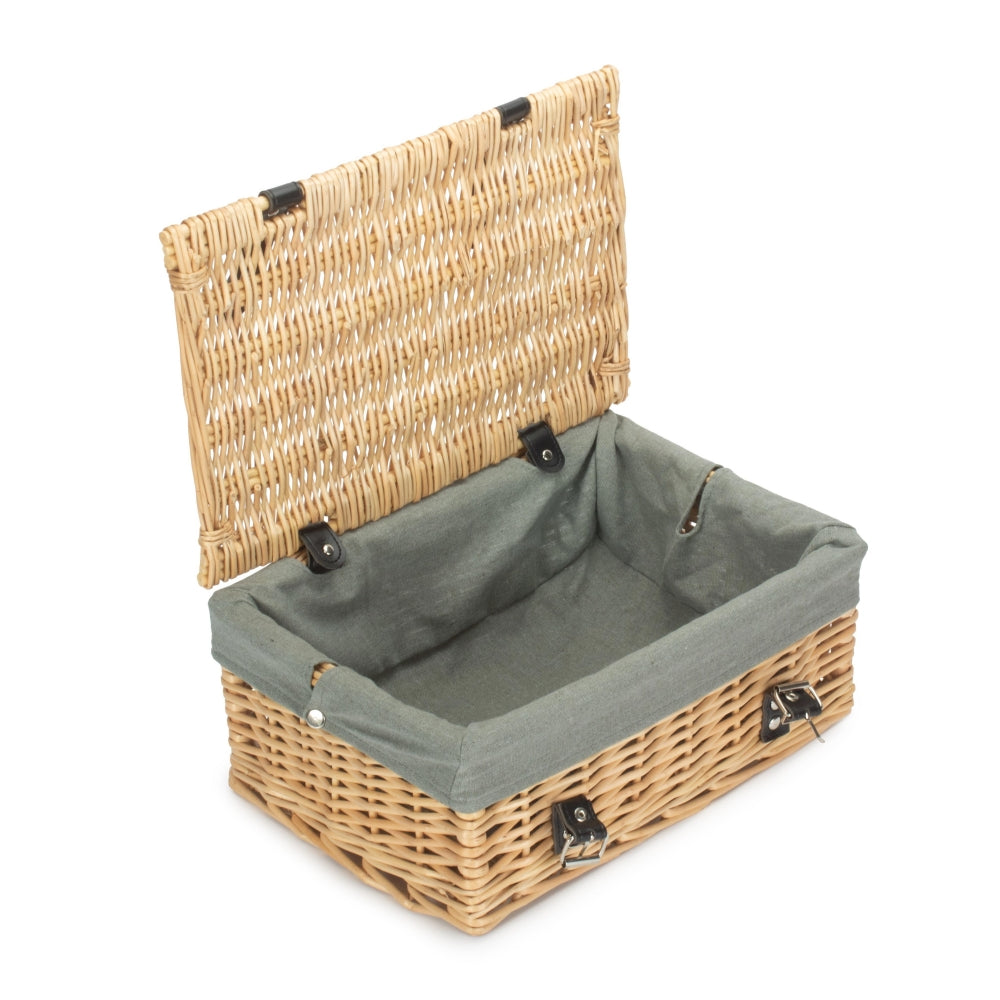 36cm Buff Wicker Empty Picnic Basket | One Size | Gray
