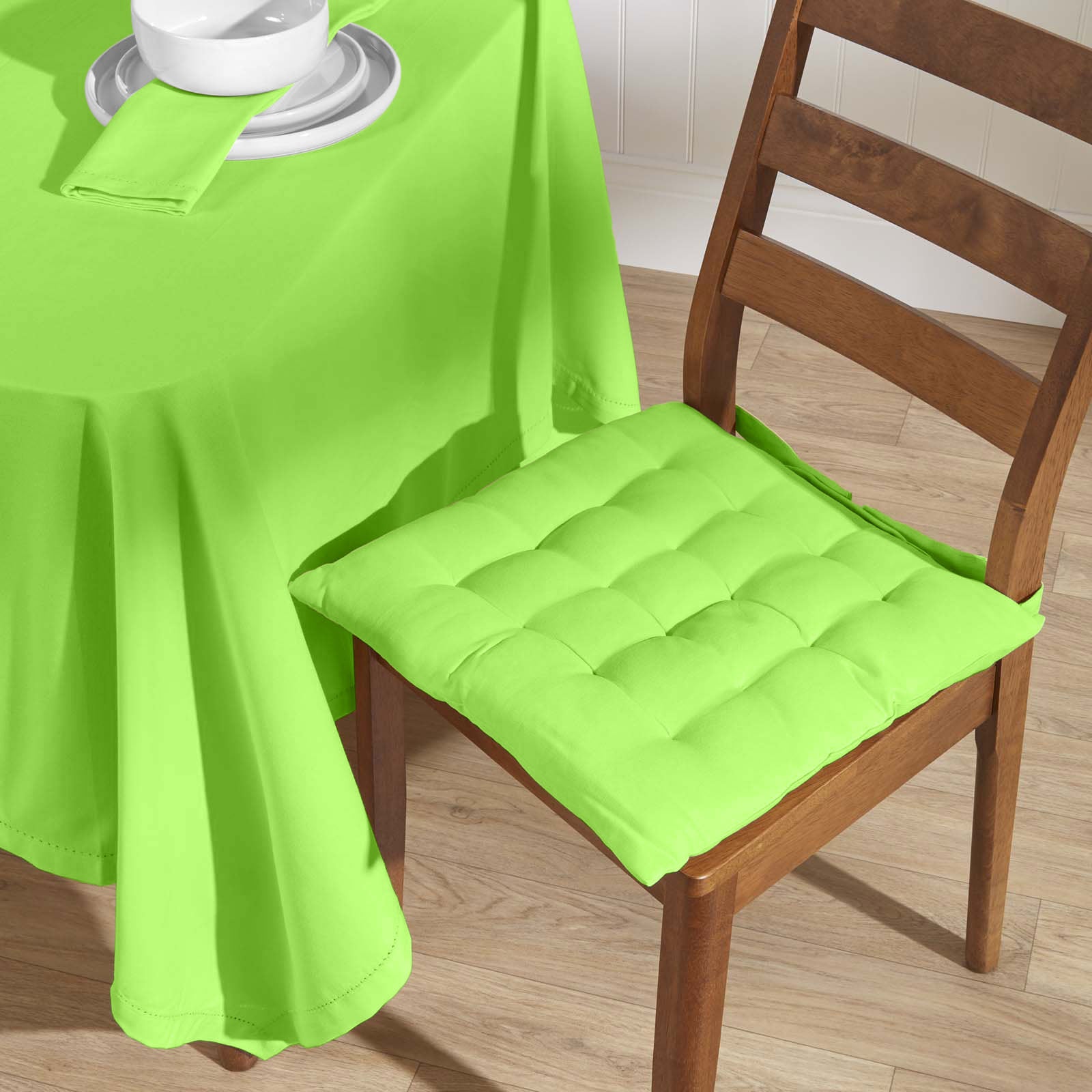 Plain Cotton Fabric 4 Napkins Set | 45cm x 45cm | Lime Green
