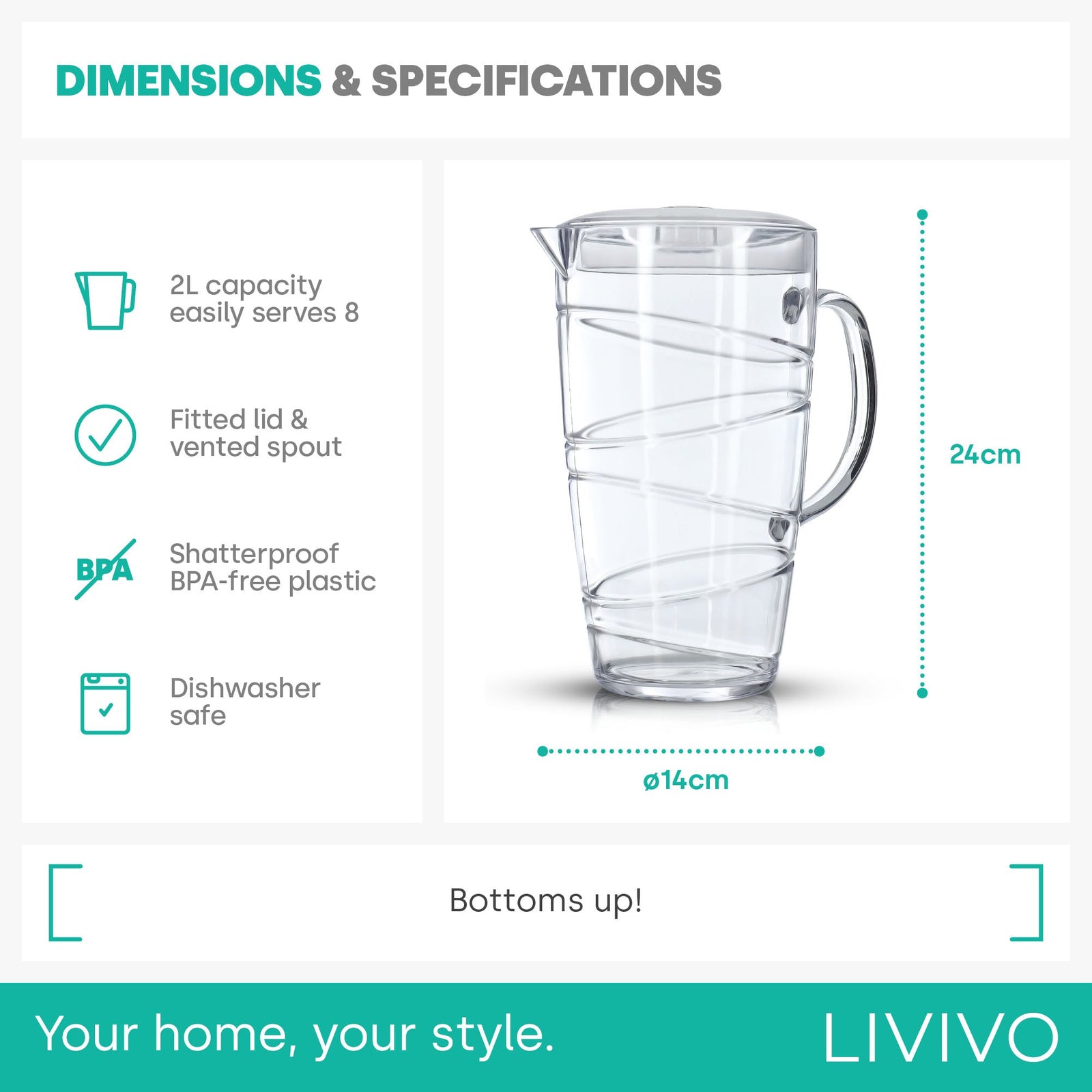 Swirl Outdoor 2l Pitcher - Transparent