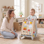 AIYAPLAY Wooden Baby Walker With Detachable Double-sided Activity Board