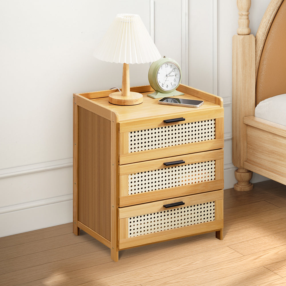 Wooden 3-drawers Nightstand For Bedroom