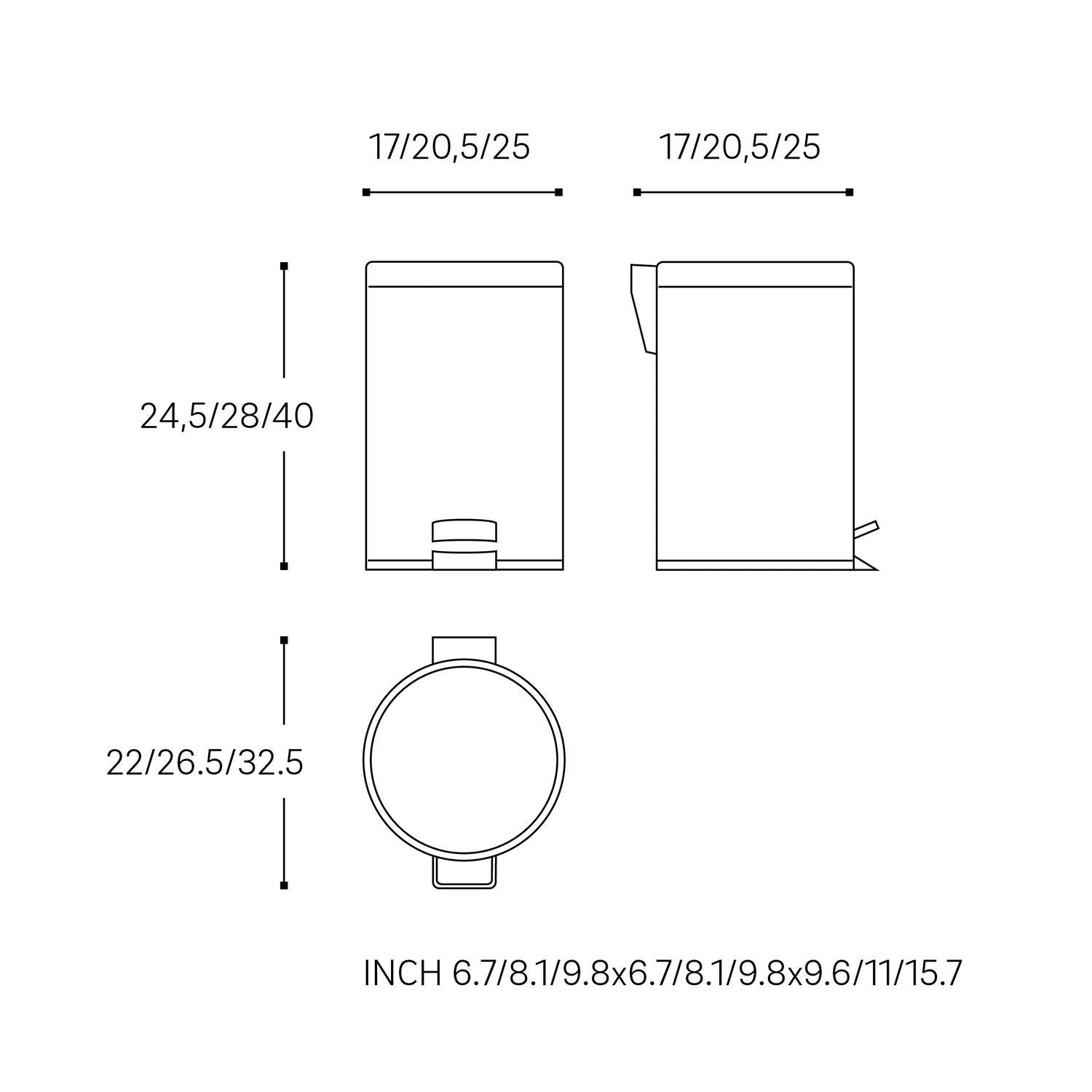 Bathroom Or Kitchen Bin 12l Silver Anti-corrosion Architect S+ Collection