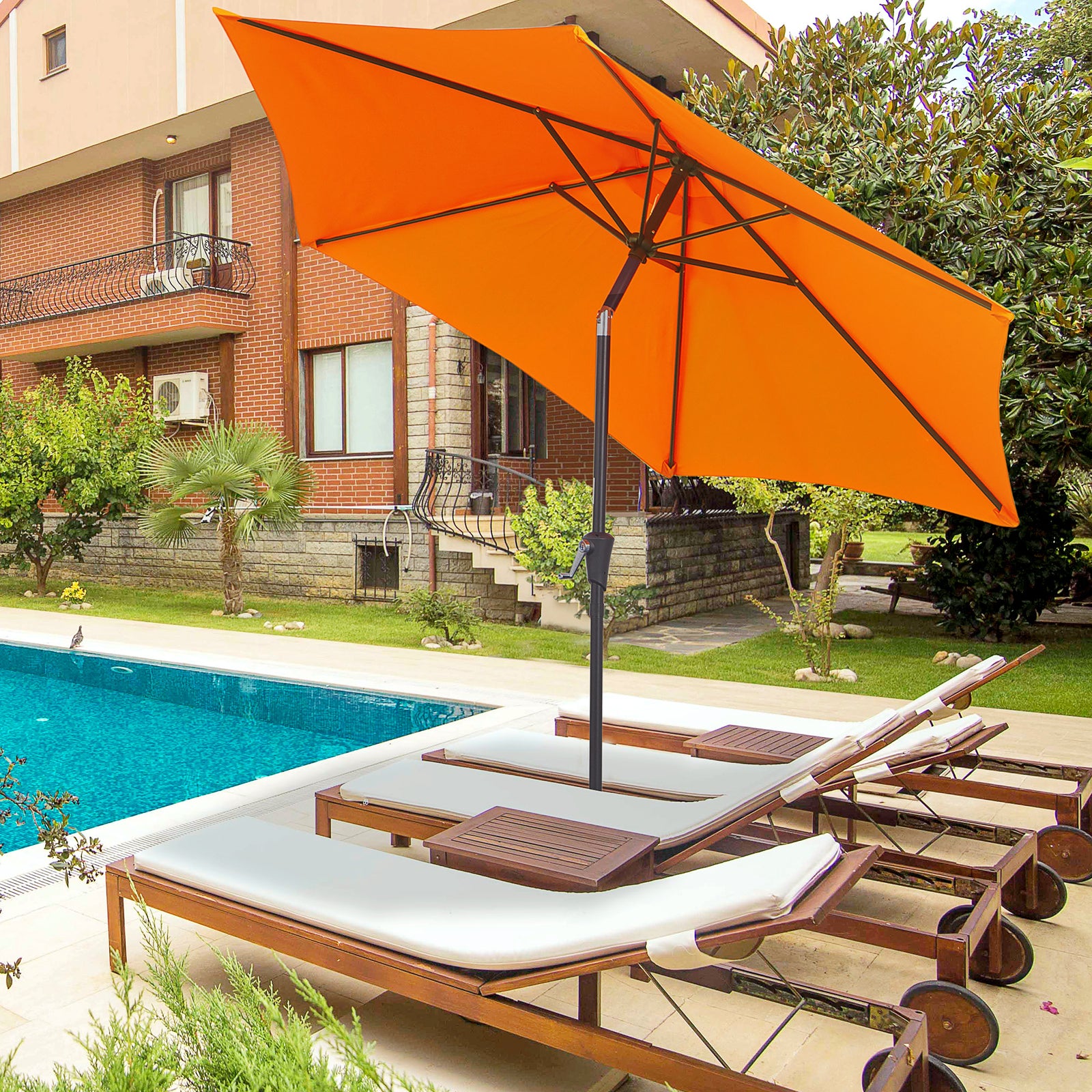 2.6m Patio Umbrella With Tilt Crank | Orange