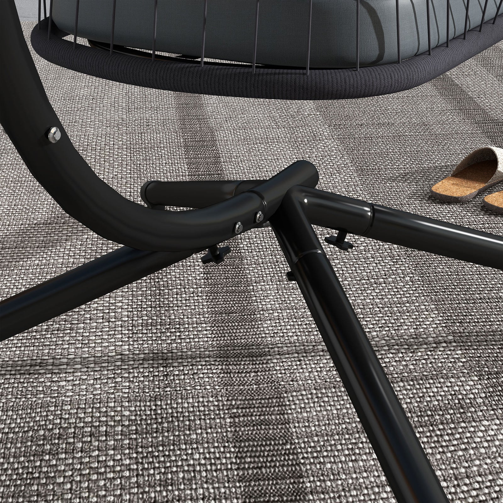 Rattan Chair With Cushion, Foldable Basket, 360° Rotation