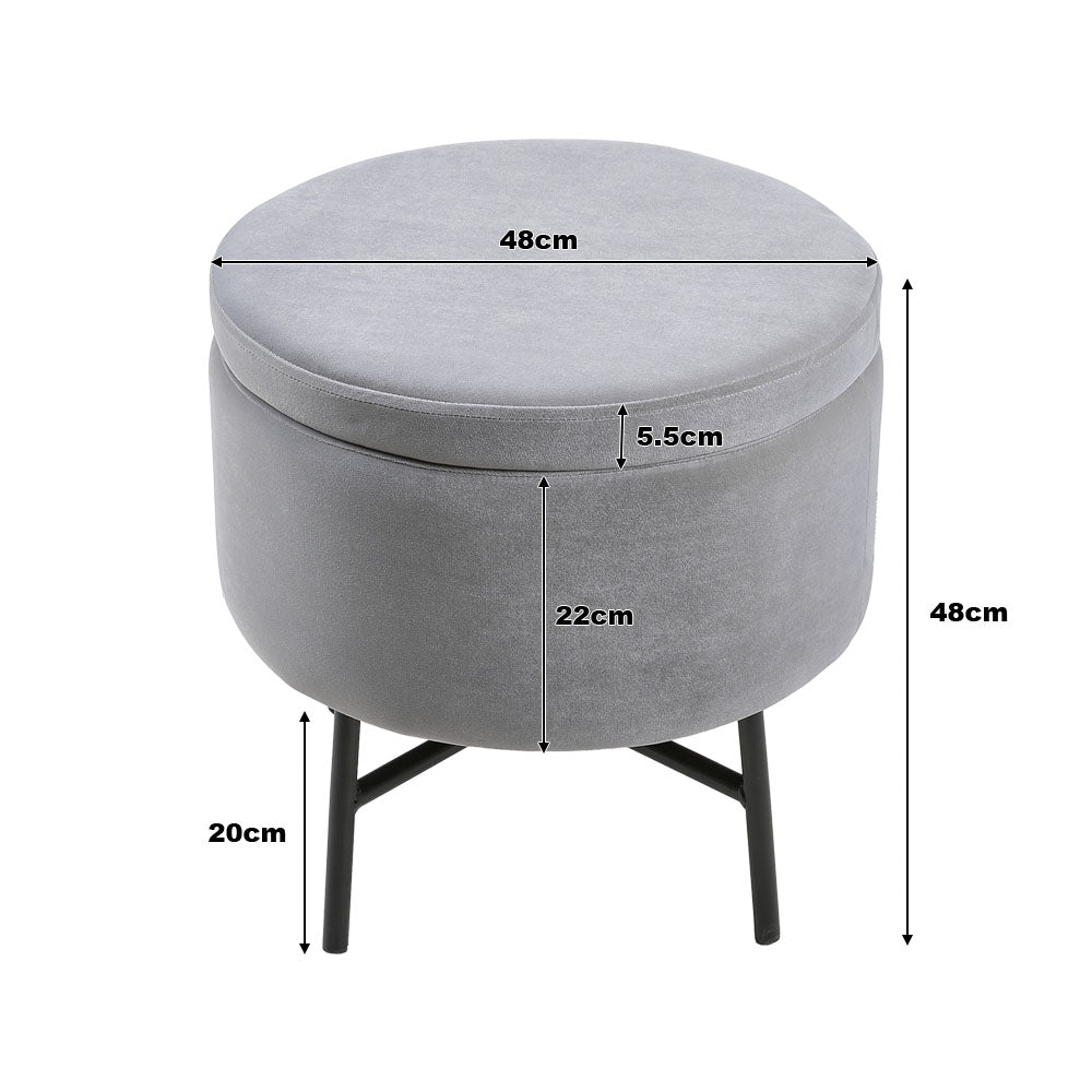 Contemporary Velvet Ottoman Metal Legs