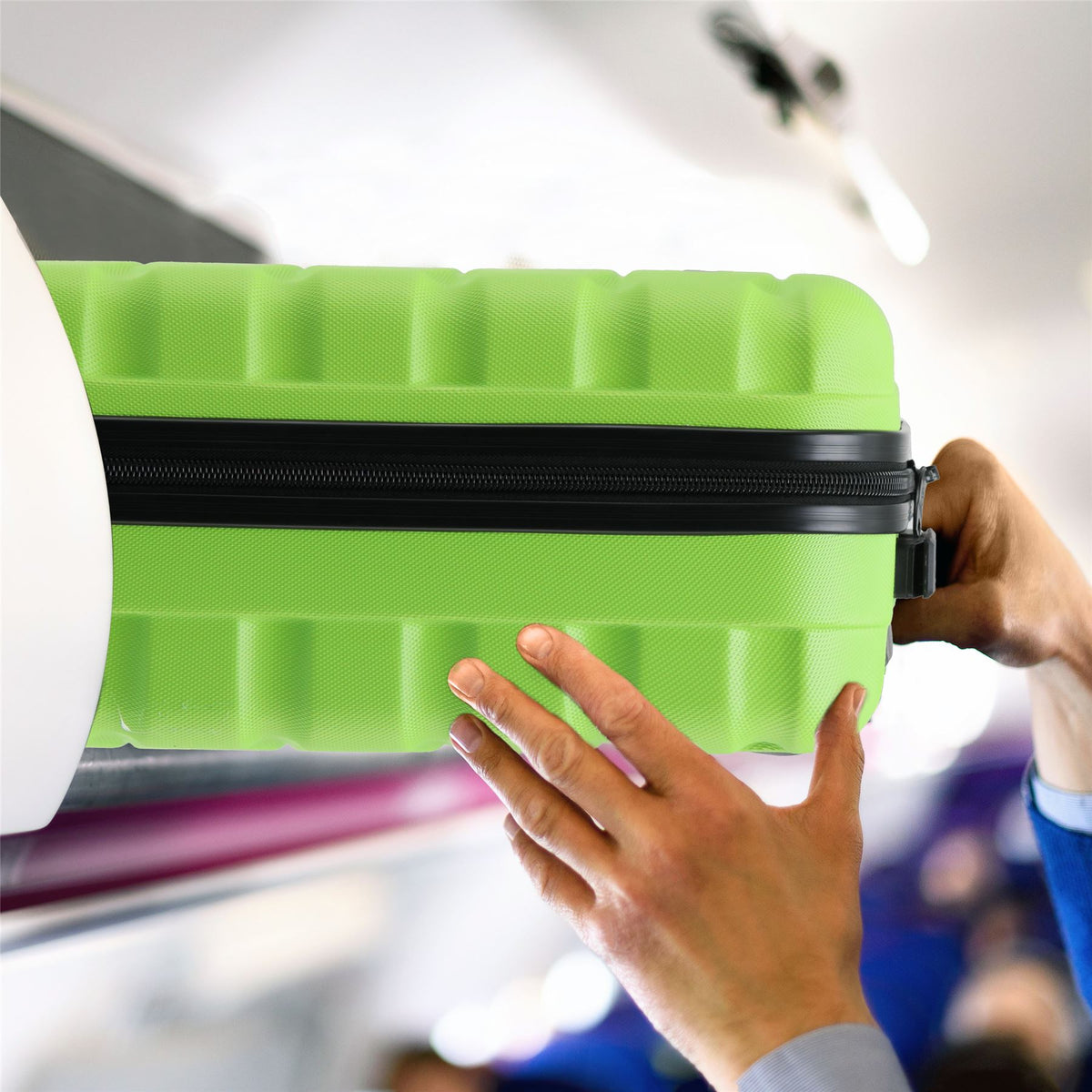 Set Of 3 Hard Shell Suitcase Cabin & Check In Cases With Tsa Lock - Overhead Cabin With Medium & Large Check-in Bag | Set of 3 | Emerald Green