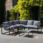 Bosque Black & Grey Garden Corner Sofa + Table