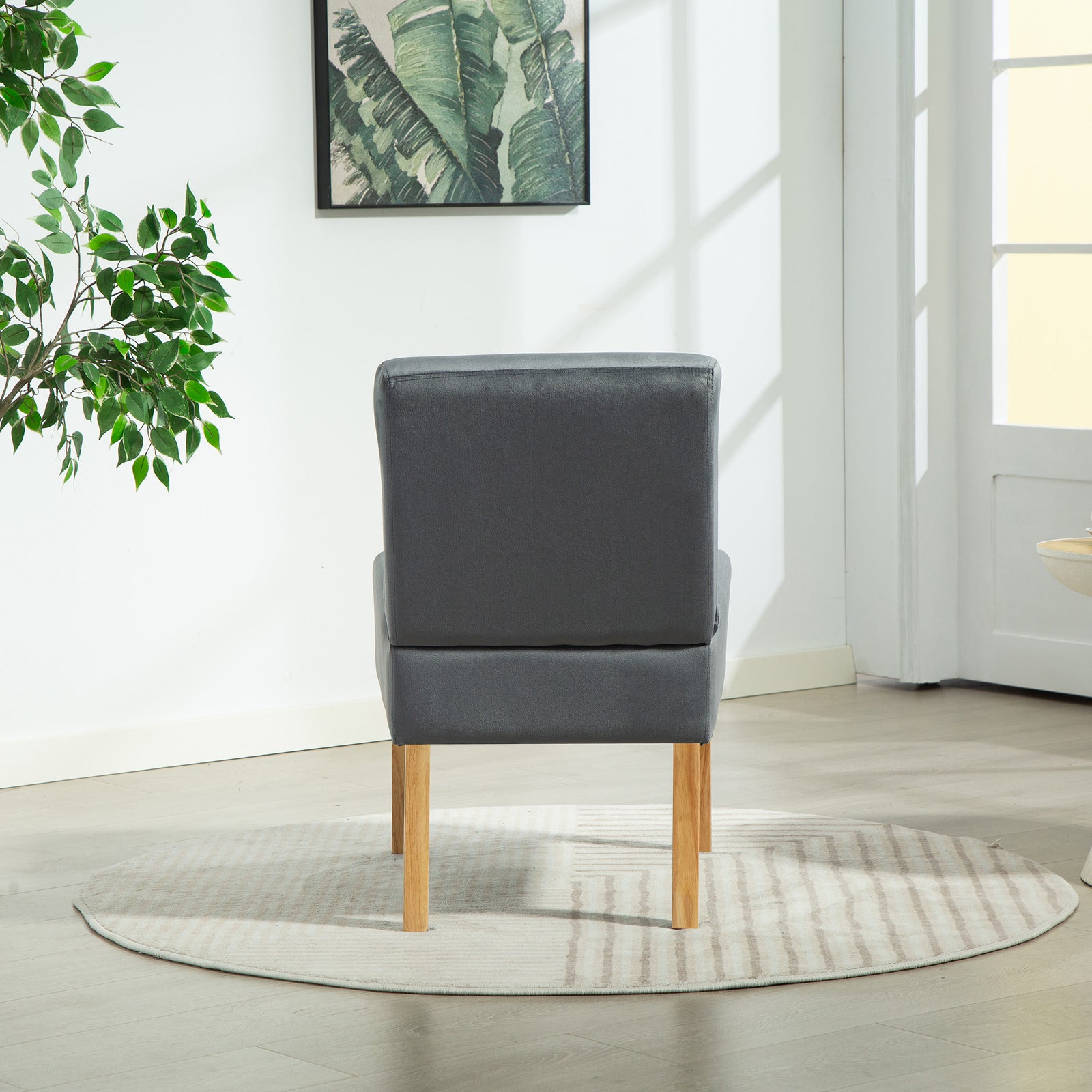 Corina Velvet Fabric Armless Accent Chair | Grey