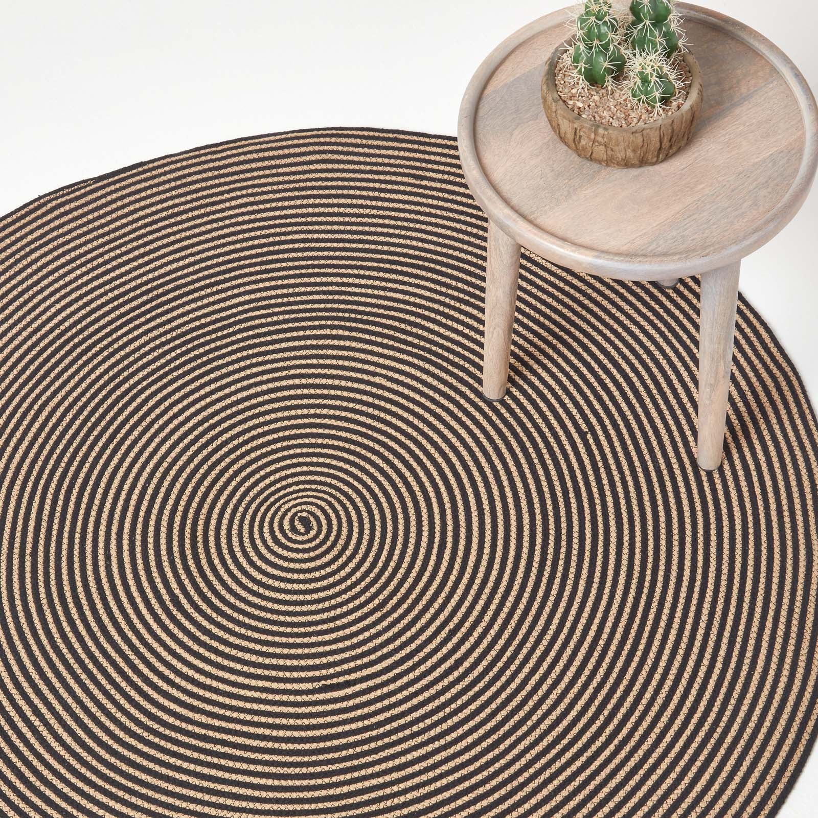 Handmade Woven Spiral Braided Rug | 120cm | Linen