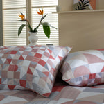 Simple Shapes 200 Thread Count Cotton Rich Reversible Duvet Cover Set | King | Pink