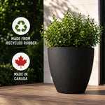 36cm Tall Round Plain Black Rubber Planters - Indoor Outdoor Planter | Set-of-1