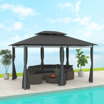 4m X 3(m) Outdoor 2-tier Steel Frame Gazebo W/ Curtains