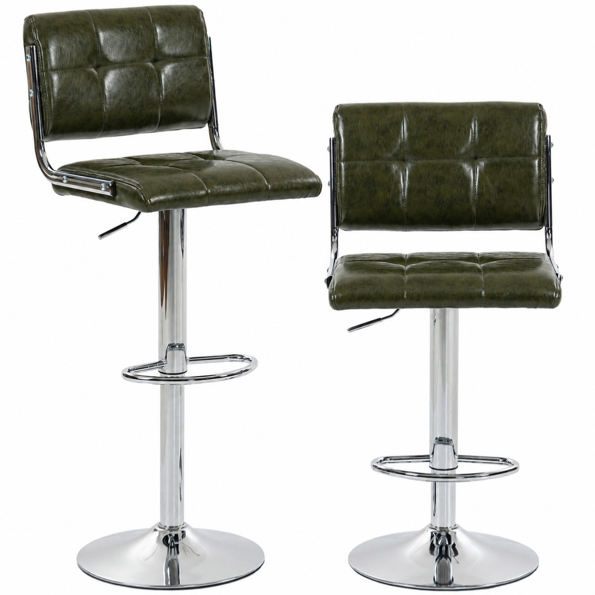 HOMCOM Adjustable Bar Stools Set Of 2 With Backrest