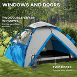 3-4 Man Camping Tent Portable With Bag, Quick Setup | Light Blue