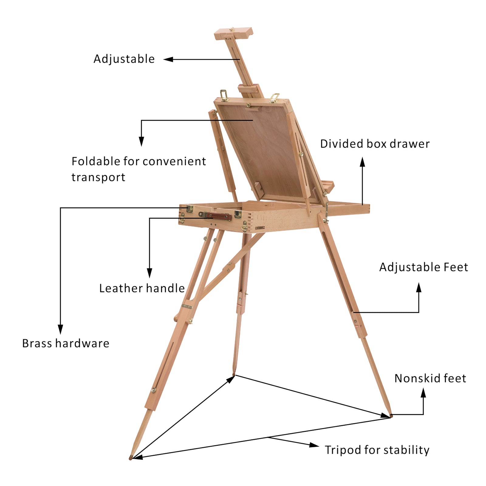Tripod Art Easel Wooden Drawing Board Workstation Folding