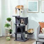 140cm Cat Tree With Sisal Scratching Posts, Cat Houses, Dark Grey